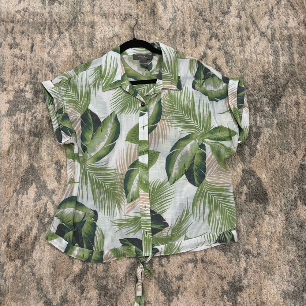 Tropical Leaf Print Blouse